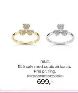 Bjørklund Ring 925 sølv med cubic zirkonia. pris pr. ring. tilbud
