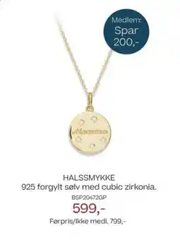Bjørklund Halssmykke 925 forgylt sølv med cubic zirkonia. bsp20472gp tilbud