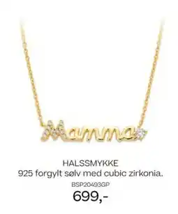 Bjørklund HALSSMYKKE 925 forgylt sølv med cubic zirkonia. tilbud