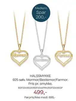 Bjørklund Halssmykke 925 sølv. mormor/bestemor/farmor. pris pr. smykke. tilbud