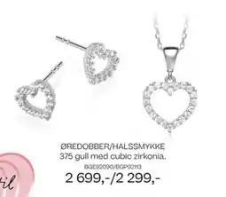 Bjørklund Øredobber/halssmykke 375 gull med cubic zirkonia. tilbud