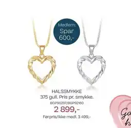 Bjørklund Halssmykke 375 gull. pris pr. smykke. tilbud