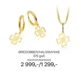 Bjørklund Øredobber/halssmykke 375 gull. tilbud