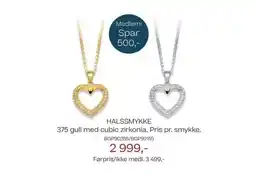 Bjørklund Halssmykke 375 gull med cubic zirkonia. pris pr. smykke. tilbud