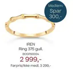 Bjørklund Medlem: iren ring 375 gull. tilbud
