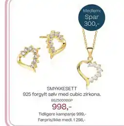 Bjørklund Smykkesett 925 forgylt sølv med cubic zirkona. tilbud
