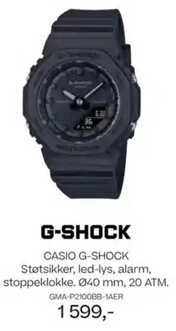 Bjørklund G-shock casio g-shock støtsikker, led-lys, alarm, stoppeklokke. 040 mm, 20 atm. tilbud