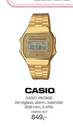 Bjørklund Casio vintage akrylglass, alarm, kalender. 038 mm, 3 atm. a168wg-9ef tilbud