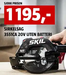 Bauhaus Sirkelsag 3551ca 20v uten batteri tilbud
