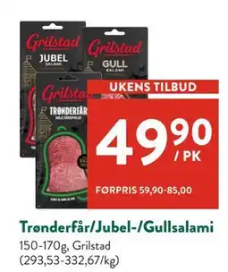 Jacobs Trønderfår/Jubel-/Gullsalami tilbud