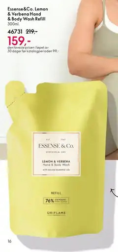 Oriflame Essense&Co. Lemon & Verbena Hand & Body Wash Refill tilbud