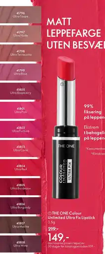 Oriflame THE ONE Colour Unlimited Ultra Fix Lipstick tilbud