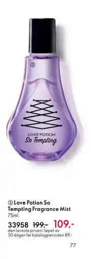 Oriflame Love Potion So Tempting Fragrance Mist tilbud