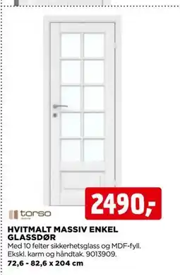 jem & fix HVITMALT MASSIV ENKEL GLASSDØR tilbud