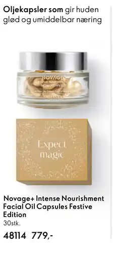 Oriflame Novage+ Intense Nourishment Facial Oil Capsules Festive Edition tilbud
