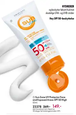 Oriflame Sun Zone UV Protector Face and Exposed Areas SPF 50 High tilbud