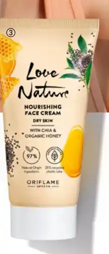 Oriflame Love Nature Nourishing Face Cream with chia & organic honey tilbud