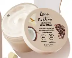 Oriflame Love Nature Nourishing Body Cream with Organic Cacao Butter & Coconut Oil tilbud