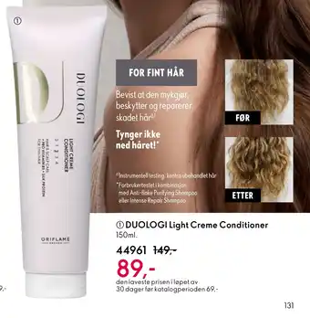 Oriflame DUOLOGI Light Creme Conditioner tilbud