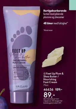 Oriflame Feet Up Plum & Shea Butter / Nourishing Foot Cream tilbud