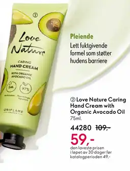 Oriflame Love Nature Caring Hand Cream with Organic Avocado Oil tilbud