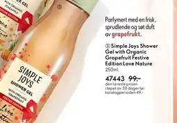 Oriflame Simple Joys Shower Gel with Organic Grapefruit Festive Edition Love Nature tilbud