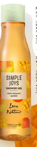 Oriflame Simple Joys Shower Gel with Organic Mango Love Nature tilbud