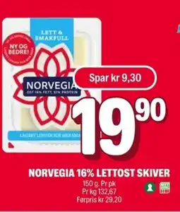 Coop Extra Norvegia 16% lettost skiver tilbud