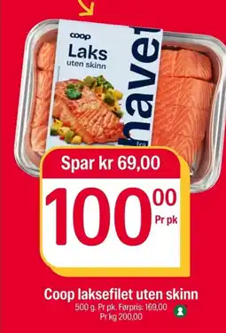 Coop Extra Coop laksefilet uten skinn tilbud