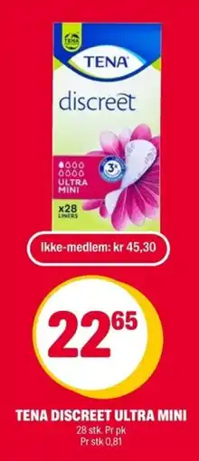 Coop Extra Tena Discreet ultra mini tilbud