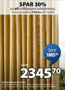JYSK Gardinlengder på spesialmål tilbud