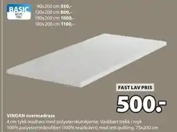 JYSK VINGAN overmadrass tilbud
