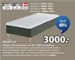 JYSK FJELNA F rammemadrass svart-06 + EKSO overmadrass tilbud