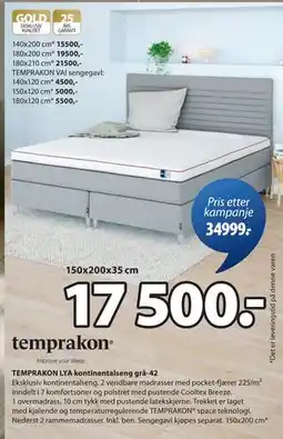 JYSK TEMPRAKON LYA kontinentalseng grå-42 tilbud