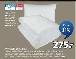 JYSK KVITEKOLL termodyne tilbud