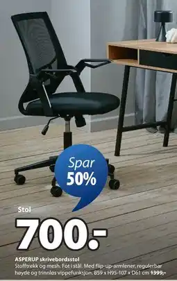 JYSK ASPERUP skrivebordsstol tilbud