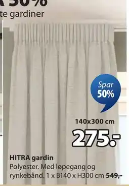 JYSK HITRA gardin tilbud