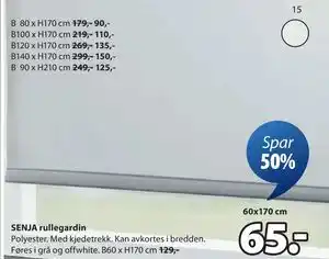 JYSK SENJA rullegardin tilbud