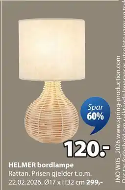 JYSK HELMER bordlampe tilbud