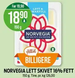 Kiwi NORVEGIA LETT SKIVET 16% FETT tilbud