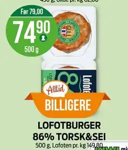 Kiwi LOFOTBURGER 86% TORSK&SEI tilbud