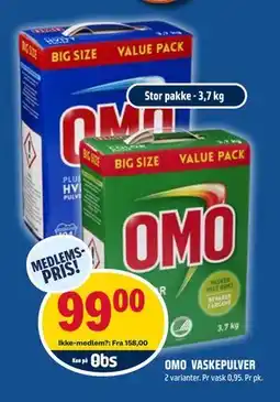 Coop Obs OMO VASKEPULVER, Medlemspris tilbud