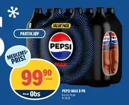 Coop Obs PEPSI MAX 8 PK, Medlemspris tilbud