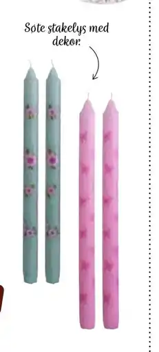 Nille Stakelys sløyfe/blomst, 2pk tilbud