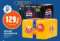 Coop Obs PEPSI MAX SOLO SUPER 16 PK tilbud