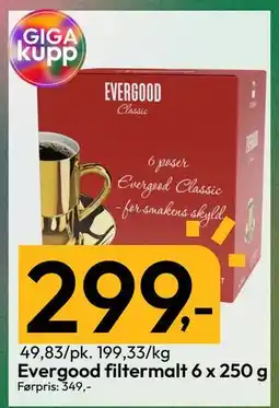 Gigaboks Evergood filtermalt 6 x 250 g tilbud