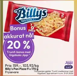 Gigaboks Billy's Pan Pizza 9 x 170 g tilbud