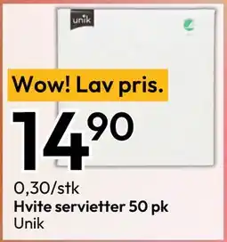 Gigaboks Hvite servietter 50 pk tilbud