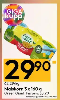 Gigaboks Maiskorn 3 x 160 g tilbud