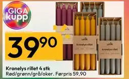 Gigaboks Kronelys rillet 4 stk tilbud